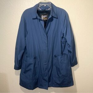 Vintage Women’s London Fog Blue Trench Coat 18 Reg Removable Faux Fur Lined